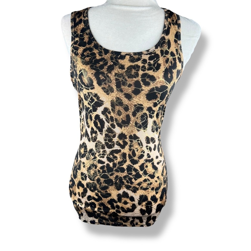 Dots Tank Top Womens Size Small Leopard Edgy Animal Print Vintage Y2K‎ USA Made